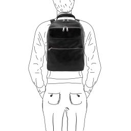 Melbourne Sac à dos en Cuir Porte Ordinateur Noir TL142205