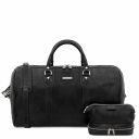 Colombo Weekend Reisetasche aus Leder und Reise Kulturtasche aus Leder Schwarz TL142235