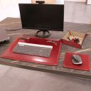 Premium Office Set Leather Desk Pad, Mouse pad and Valet Tray Red TL142088