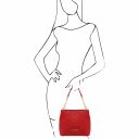 TL Bag Beuteltasche aus Weichem Leder im Steppdesign Lipstick Rot TL142220
