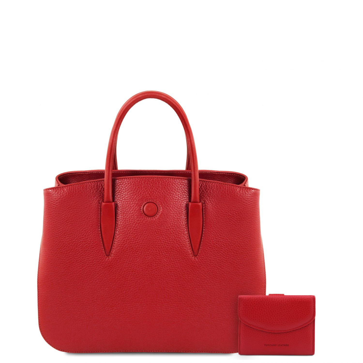 Procida - Borsa a Mano e Portafoglio in Pelle Rosso Lipstick TL142151