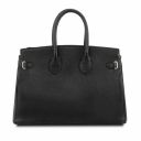 TL Bag Handtasche aus Leder mit Goldfarbenen Beschläge Schwarz TL141529