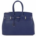 TL Bag Кожаная сумка с золотистой фурнитурой Темно-синий TL141529