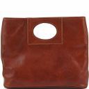 Mary Leather bag With Round Cut-out Handle Honey TL140495