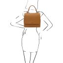 Silene Leather Convertible Backpack Handbag Cognac TL142152