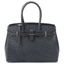 TL Bag Handbag in Ostrich-print Leather Grey TL142120