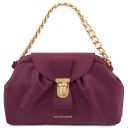 Lara Sac à Main en Cuir Souple et Bandoulière à Chaîne Prune TL142246