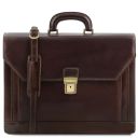 Napoli 2 Compartments Leather Briefcase With Front Pocket Темно-коричневый TL141348