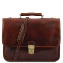 Torino Leather Briefcase 2 Compartments Brown TL10029