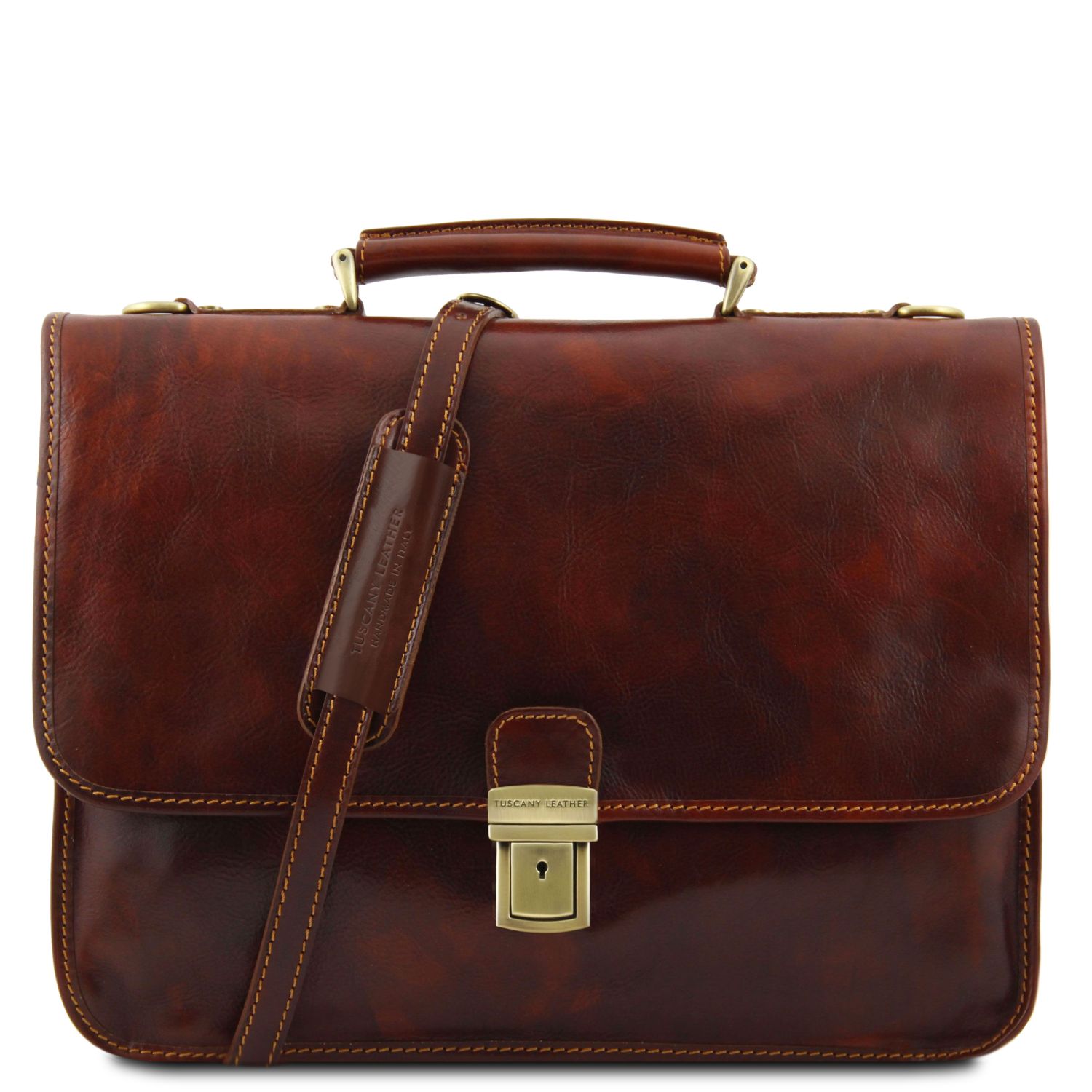 Torino - Leather Briefcase 2 Compartments Brown TL10029