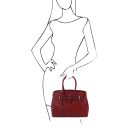 TL Bag Handbag in Ostrich-print Leather Red TL142120