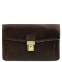 Tommy Exclusive Leather Handy Wrist bag for men Dark Brown TL141442
