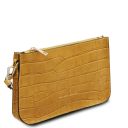 Cassandra Croc Print Leather Clutch Handbag Mustard TL141917