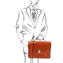 Business 4 Rollen Ledertrolley und TL SMART Notebooktasche aus Leder Honig TL142271