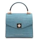 Atena Croc Print Leather Handbag Светло-голубой TL142267