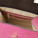 Atena Croc Print Leather Handbag Fuchsia TL142267