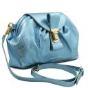Lara Metallic Soft Leather Clutch With Chain Strap Светло-голубой TL142247