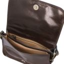 Carmen Leather Shoulder bag With Flap Dark Brown TL141713