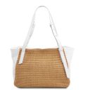 TL Bag Soft Leather Straw Effect Shopping bag White TL142279