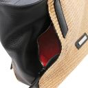 TL Bag Shopping Tasche aus Weichem Leder mit Stroheffekt Schwarz TL142279