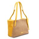 TL Bag Soft Leather Straw Effect Shopping bag Yellow TL142279
