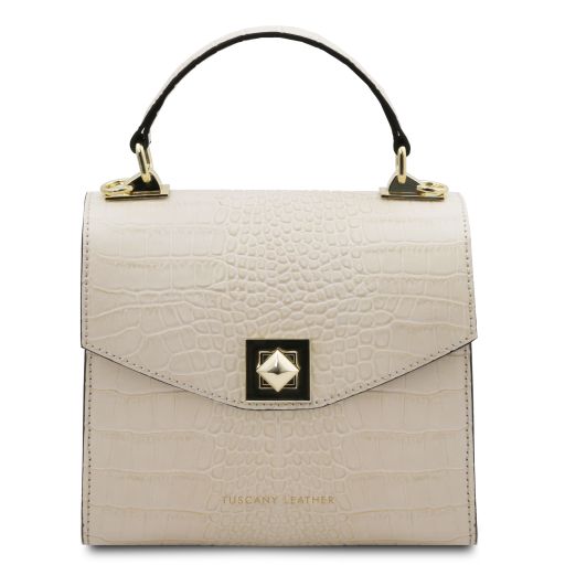 Atena Croc Print Leather Handbag Бежевый TL6010