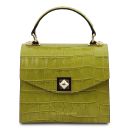 Atena Croc Print Leather Handbag Lime Green TL142267