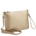 TL Bag Clutch aus Leder mit Schulterkette Gold TL142099