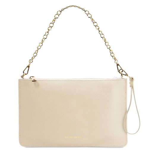 TL Bag Pochette in Pelle con Tracolla a Catena Beige TL142099