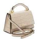 Afrodite Croc Print Leather Handbag Beige TL142300