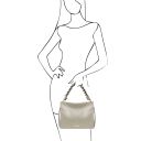 TL Bag Borsa a Spalla in Pelle Morbida Grigio chiaro TL142292