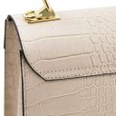 Atena Croc Print Leather Handbag Beige TL142267