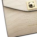 Atena Croc Print Leather Handbag Бежевый TL142267