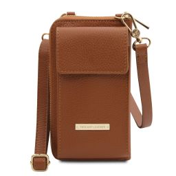 TL Bag Leather Wallet/phone Holder With Strap Cognac TL142323