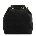 TL Bag Bolso Cubo Secchiello en Piel de Gamuza con Flecos Negro TL142291