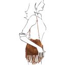 TL Bag Sac Secchiello en Cuir Daim et Franges Cognac TL142291