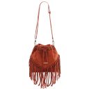 TL Bag Suede Leather Fringe Bucket bag Brandy TL142291