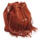 TL Bag Suede Leather Fringe Bucket bag Brandy TL142291