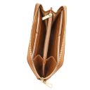 Venere Exklusive Damenbrieftasche aus Leder mit Rundum-Reißverschluss Cognac TL142085